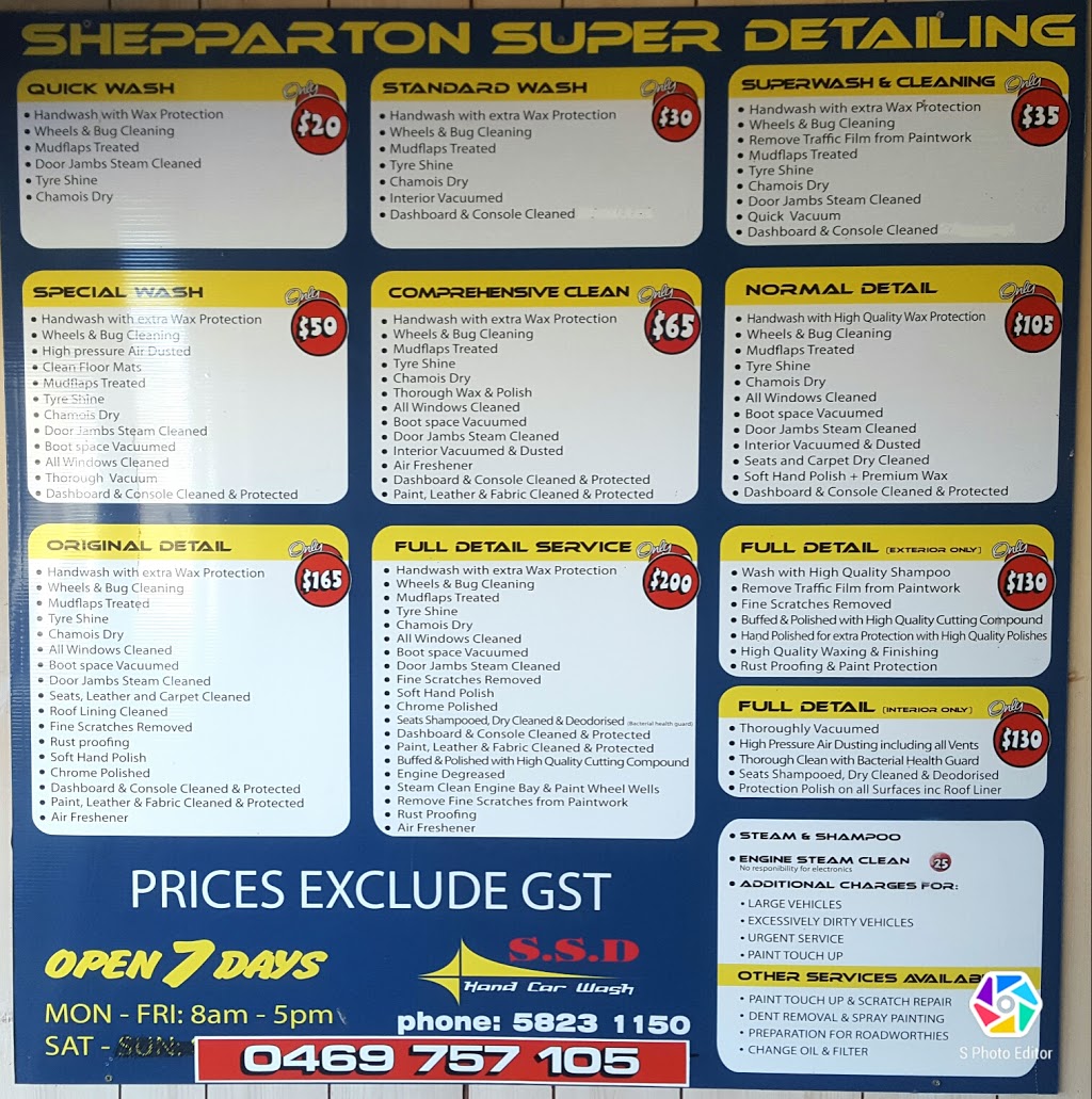 Shepparton Super Detailing & Hand Car Wash | car wash | 7980 Goulburn Valley Hwy, Kialla VIC 3631, Australia | 0358231150 OR +61 3 5823 1150