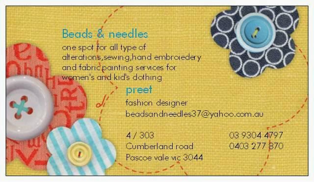 Beads & Needles | 4/ 303 Cumberland Road, Pascoe Vale, Melbourneca VIC 3044, Australia | Phone: (03) 9304 4797