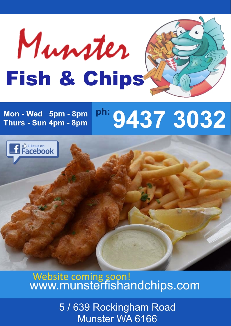 Munster Fish and Chips | restaurant | 5/639 Rockingham Rd, Munster WA 6166, Australia | 0894373032 OR +61 8 9437 3032
