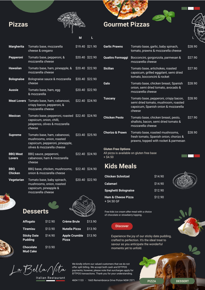 La Bella Vita | 1665 Remembrance Driveway, Picton NSW 2571, Australia | Phone: (02) 4604 1133