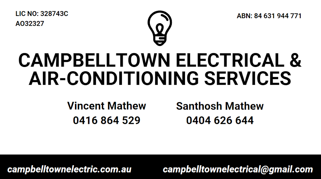 CAMPBELLTOWN ELECTRICAL & AIR CONDITIONING SERVICE | electrician | 86 Mulholland Ave, Campbelltown NSW 2560, Australia | 0416864529 OR +61 416 864 529