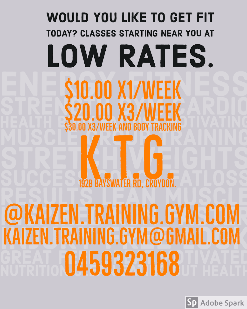 Kaizen Training Gym | 192b Bayswater Rd, Croydon South VIC 3153, Australia | Phone: 0459 323 168