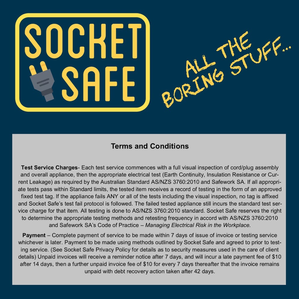 Socket Safe - Test And Tag | 7 Glamis Ct, Noarlunga Downs SA 5168, Australia | Phone: 0433 194 745