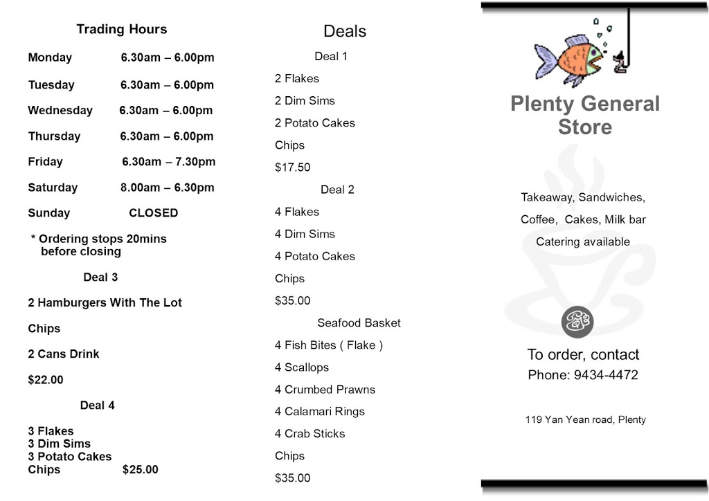 Plenty General Store | meal takeaway | 119 Yan Yean Rd, Plenty VIC 3090, Australia | 0394344472 OR +61 3 9434 4472