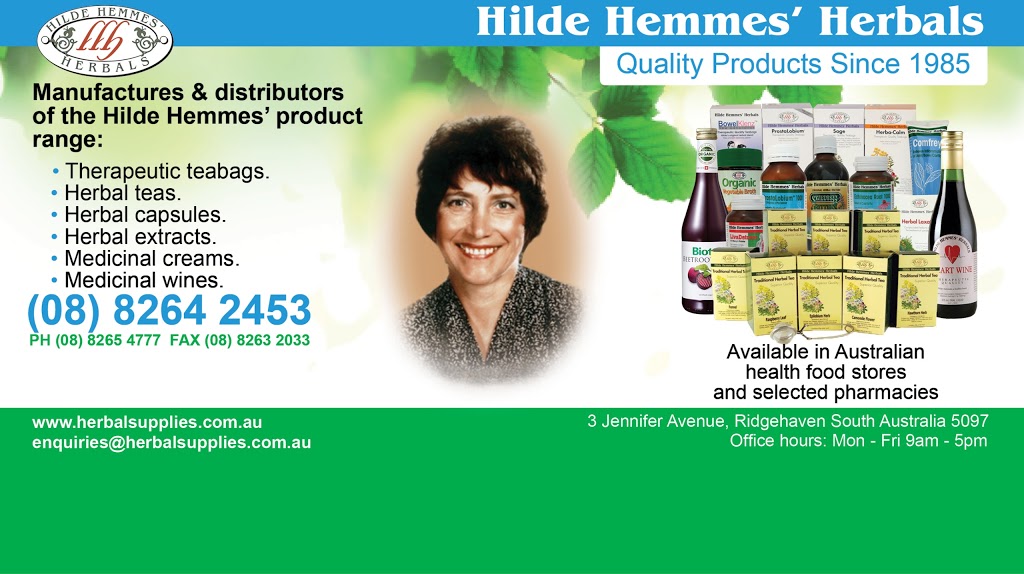 Hilde Hemmes Herbals - Herbal Supplies Pty Ltd | 3 Jennifer Ave, Ridgehaven SA 5097, Australia | Phone: (08) 8264 2453