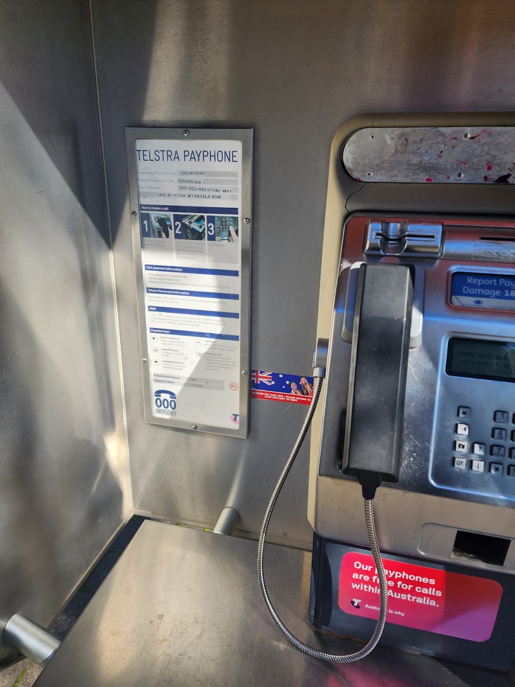Telstra Payphone | 2891 Reg Hailstone Way, Wyangala NSW 2808, Australia | Phone: 1800 011 433