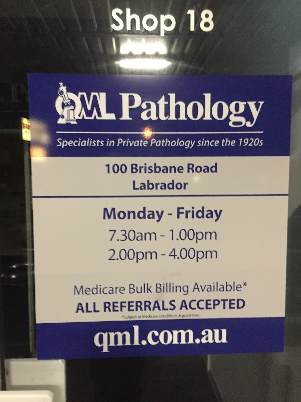 QML Pathology | doctor | Broadwater Surgery, shop 3/30 Brisbane Rd, Labrador QLD 4215, Australia | 0755638623 OR +61 7 5563 8623