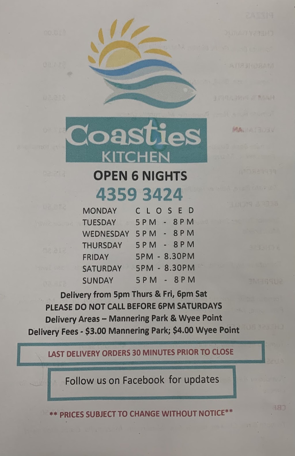 Coasties Kitchen | 2/72 Vales Rd, Mannering Park NSW 2259, Australia | Phone: (02) 4359 3424