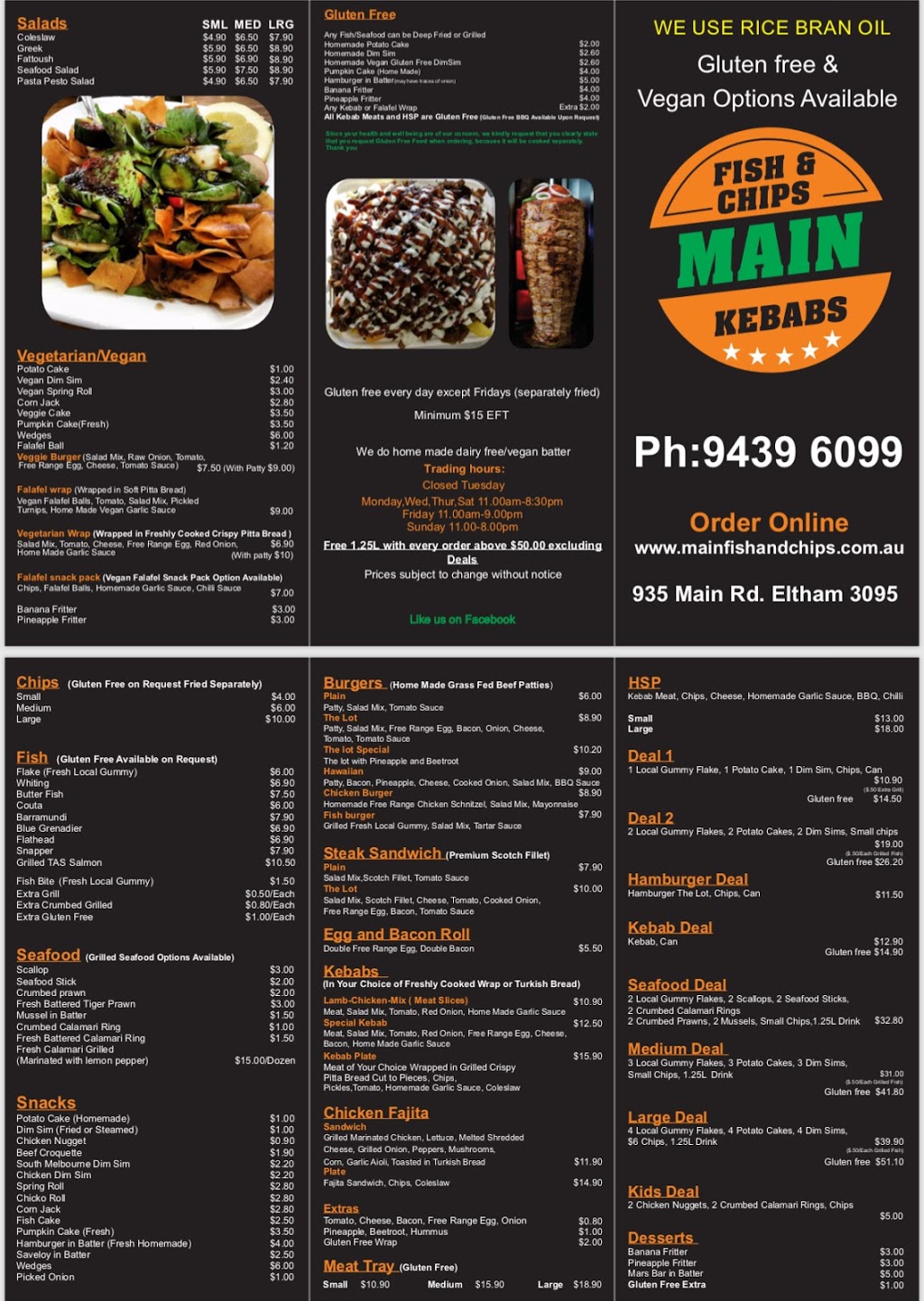 Main fish and chips | meal takeaway | 935 Main Rd, Eltham VIC 3095, Australia | 0394390699 OR +61 3 9439 0699