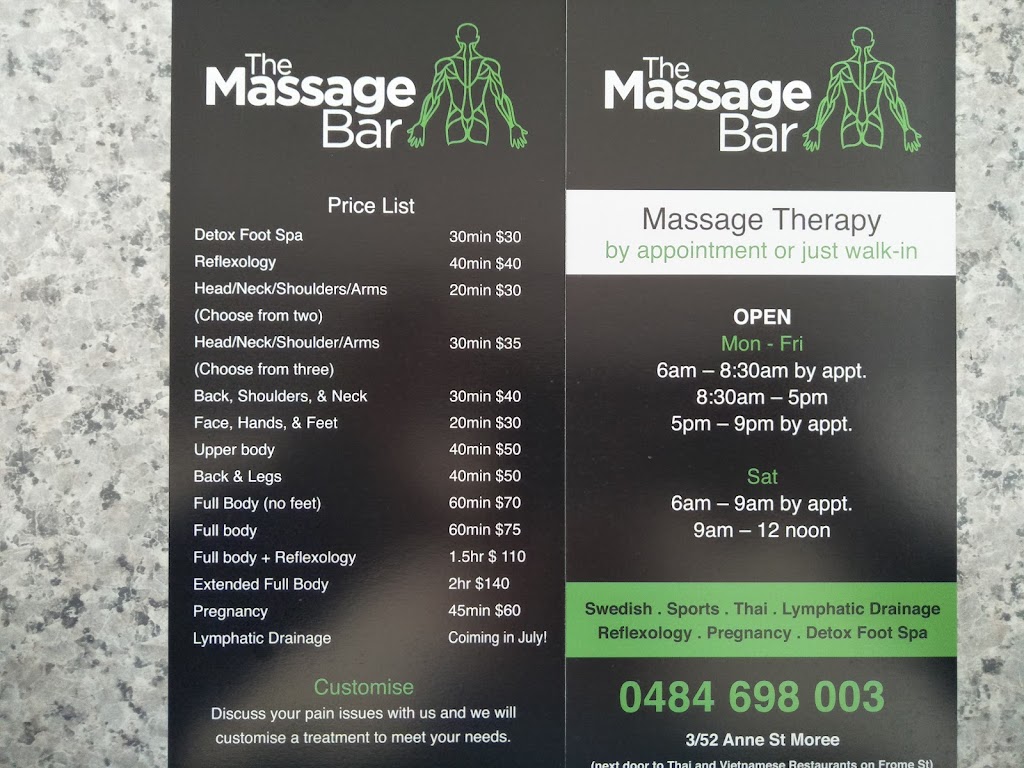 The Massage Bar | 11 Boonery Rd, Moree NSW 2400, Australia | Phone: 0477 674 008