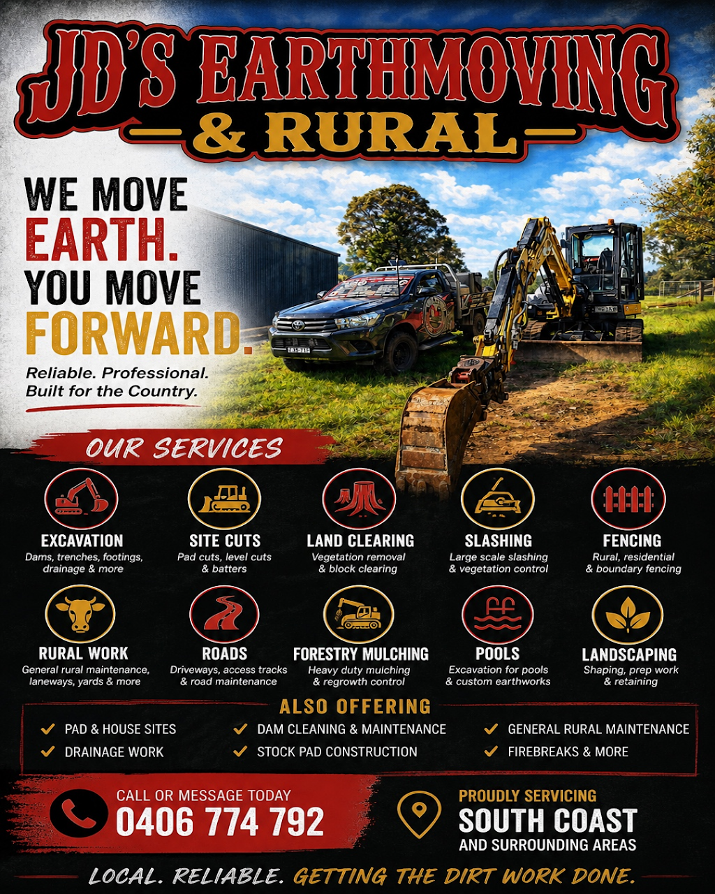 Jds Earthmoving & Rural | 23 Apperleys Ln, Brundee NSW 2540, Australia | Phone: 0406 774 792