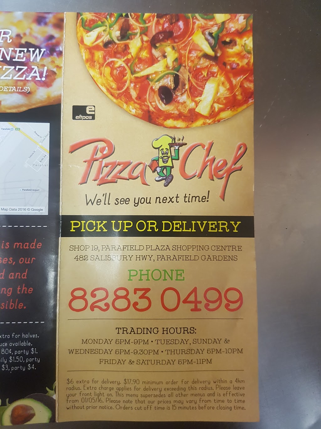 Pizza Chef | meal takeaway | Parafield Plaza, 19/482 Salisbury Hwy, Parafield Gardens SA 5107, Australia | 0882830499 OR +61 8 8283 0499