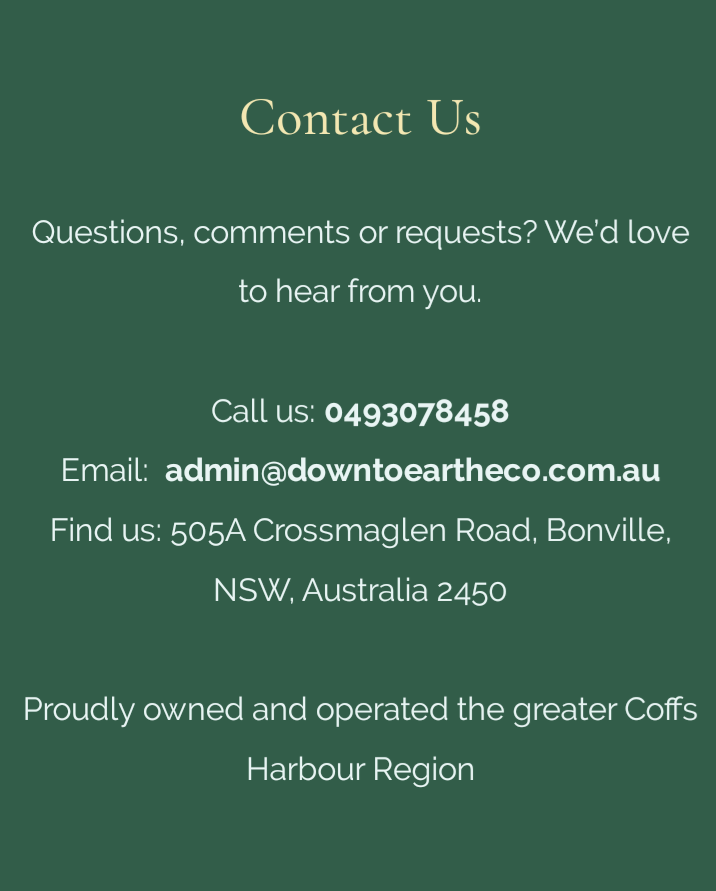 Down to Earth Eco Cleaning | 505A Crossmaglen Rd, Bonville NSW 2450, Australia | Phone: 0493 078 458