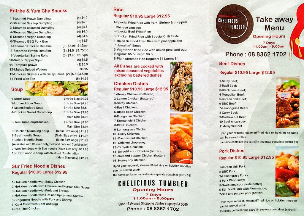 Chelicious Tumbler | restaurant | The Avenues Shopping Centre, Stepney SA 5069, Australia | 0883621702 OR +61 8 8362 1702
