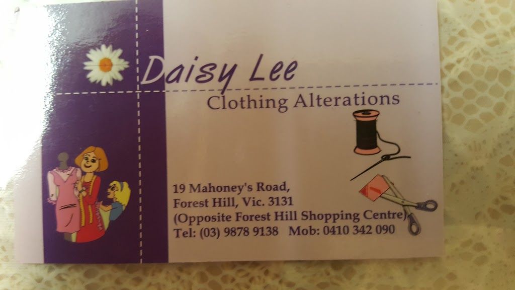 Daisy Lee Alteration Services | store | 19 Mahoneys Rd, Forest Hill VIC 3131, Australia | 0398789138 OR +61 3 9878 9138