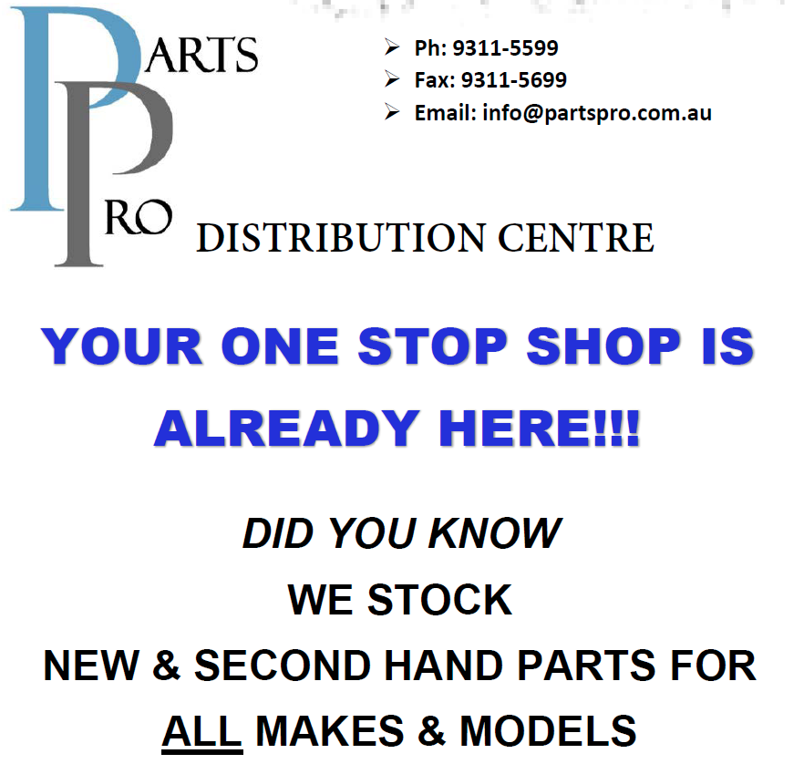 Parts Pro Distribution Centre | 150/154 McIntyre Rd, Sunshine VIC 3020, Australia | Phone: (03) 9311 5599