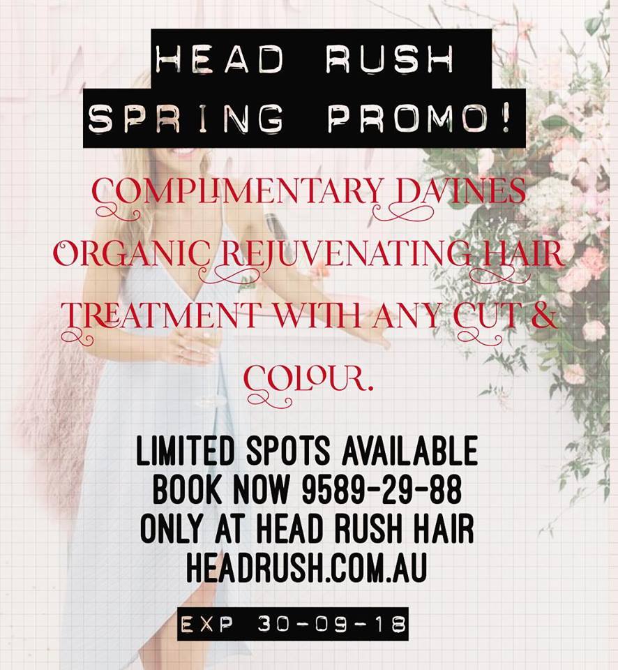 Head Rush Hair & Beauty | hair care | 62 E Concourse, Beaumaris VIC 3193, Australia | 0395892988 OR +61 3 9589 2988