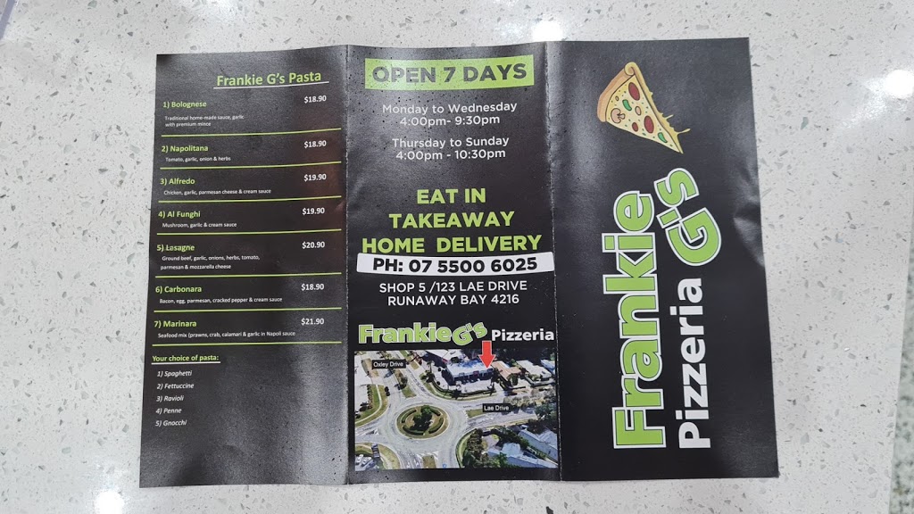Frankie Gs Pizzeria | restaurant | 121 Lae Dr, Runaway Bay QLD 4216, Australia | 0755006025 OR +61 7 5500 6025