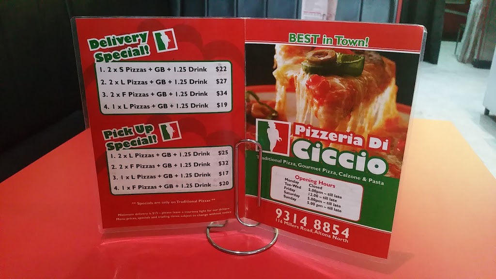 Pizzeria di Ciccios | restaurant | 116 Millers Rd, Altona North VIC 3025, Australia | 0393148854 OR +61 3 9314 8854