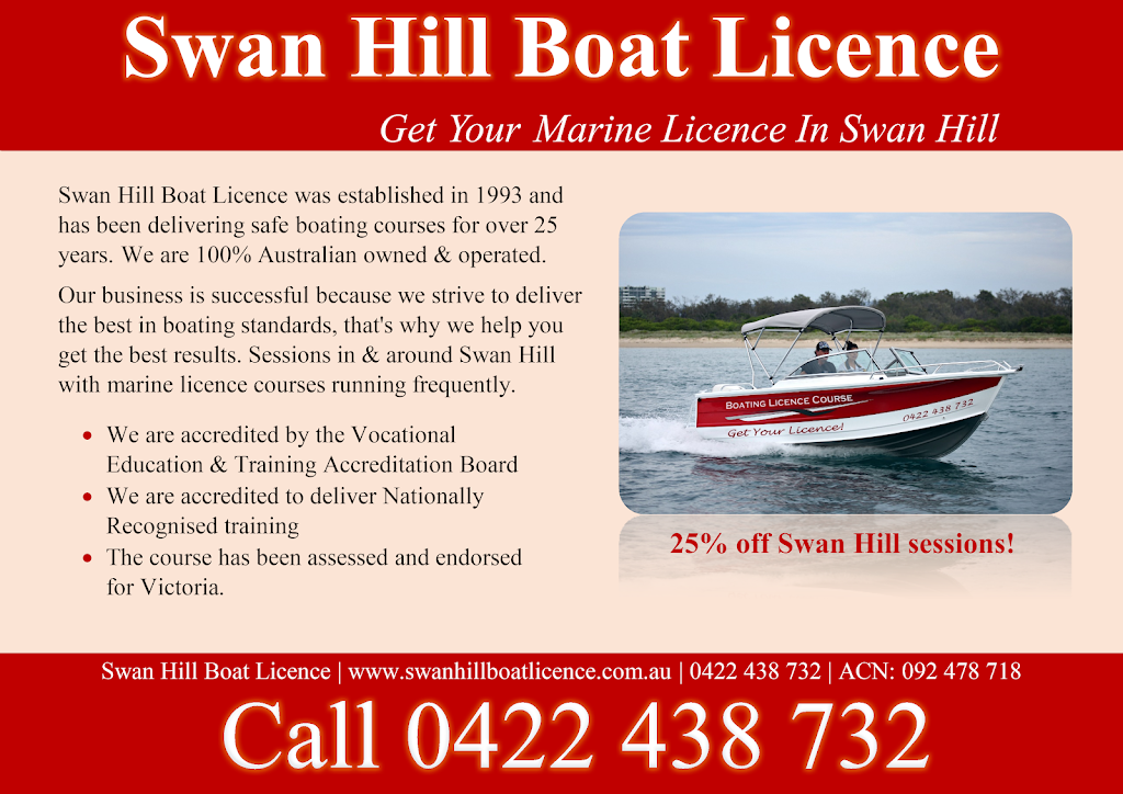 Swan Hill Boat Licence | school | 5/17 McCallum St, Swan Hill VIC 3585, Australia | 0422438732 OR +61 422 438 732
