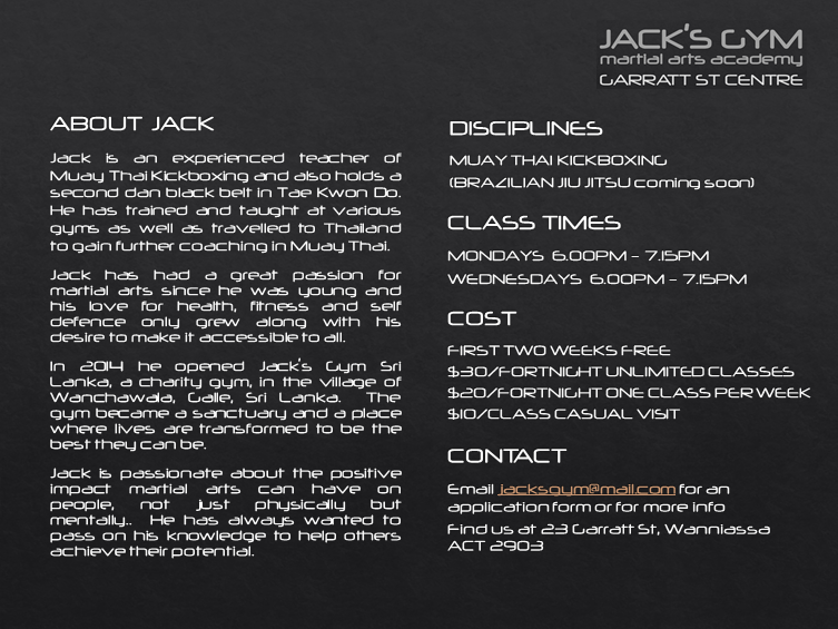 Jacks Gym | health | 23 Garratt St, Wanniassa ACT 2903, Australia