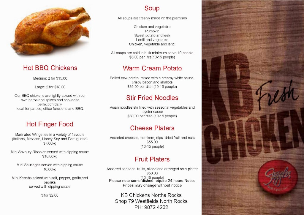 K.B Farm Chickens | restaurant | 328/79 New North Rocks Rd, North Rocks NSW 2151, Australia | 0298724232 OR +61 2 9872 4232