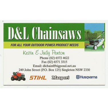 D&L Chainsaws | store | 249 John St, Singleton NSW 2330, Australia | 0265724622 OR +61 2 6572 4622