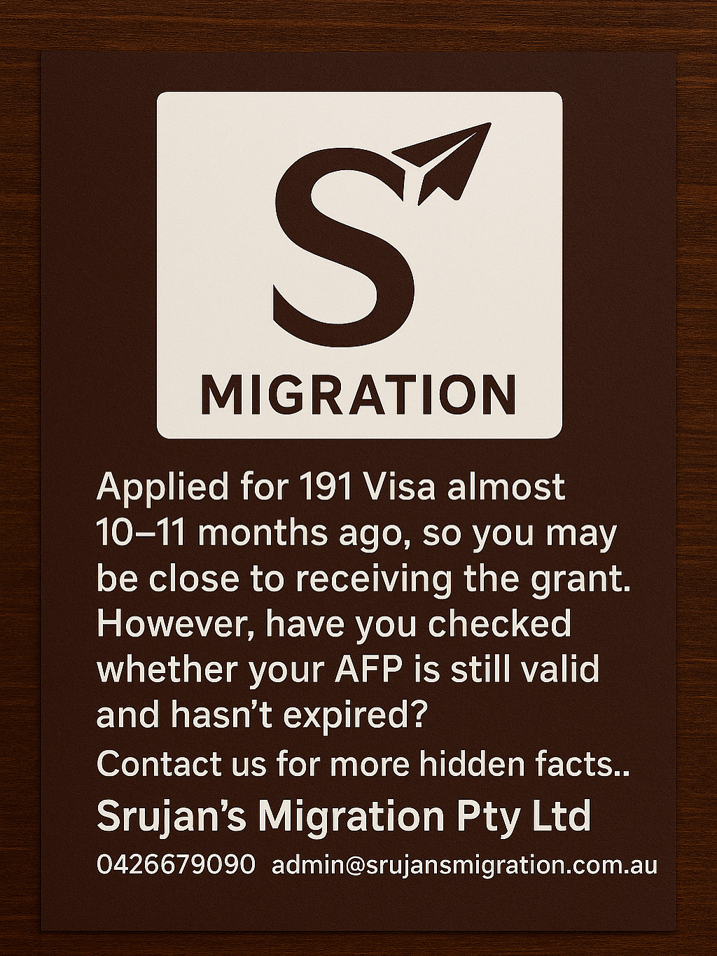 Srujans Migration Pty Ltd | 60 Shanti Cct, Werribee VIC 3030, Australia | Phone: 0426 679 090