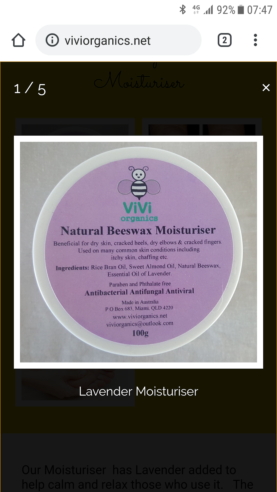 Vivi Organics Beeswax Based Skincare | store | Unit 4/19a Albert St, Beaudesert QLD 4285, Australia | 0481345307 OR +61 481 345 307