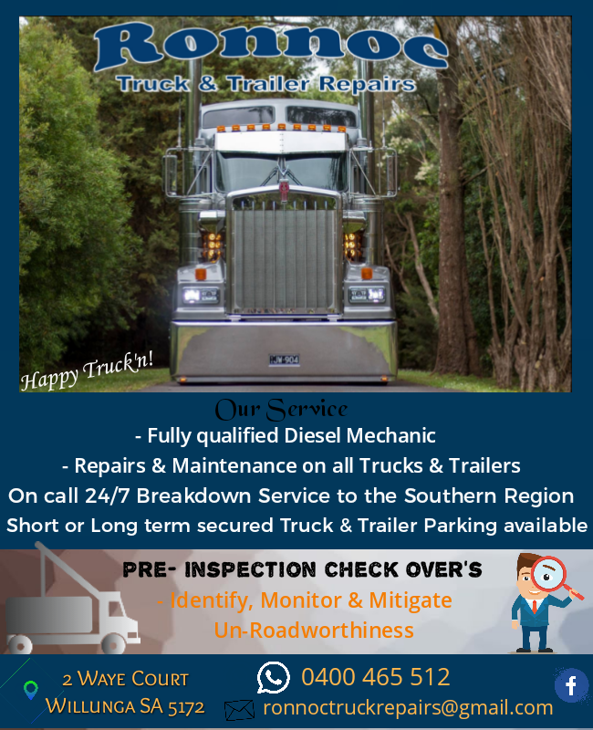 Ronnoc Truck & Trailer Repairs | car repair | 2 Waye St, Willunga SA 5172, Australia | 0400465512 OR +61 400 465 512