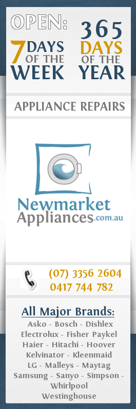 Newmarket Appliances |  | 18 Foster St, Newmarket QLD 4051, Australia | 0733562604 OR +61 7 3356 2604