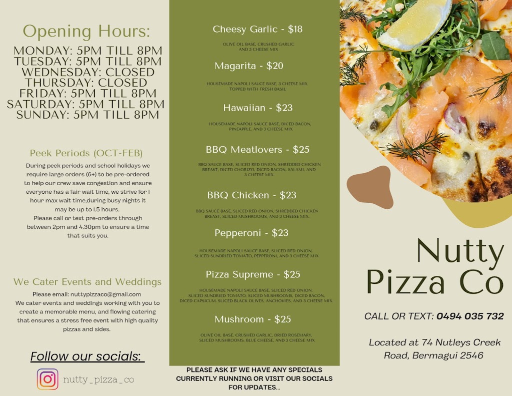 Nutty Pizza Co | Bimbimbi, 1/74 Nutleys Creek Rd, Bermagui NSW 2546, Australia | Phone: 0494 035 732 Nutty Pizza Co | Bimbimbi, 1/74 Nutleys Creek Rd, Bermagui NSW 2546, Australia | Phone: 0494 035 732