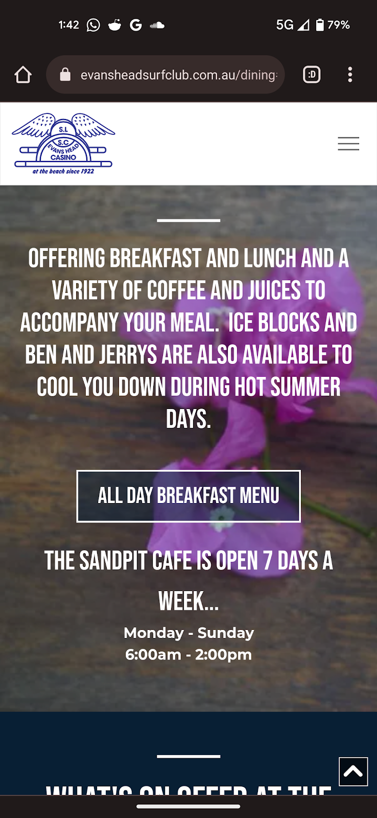 Sandpit Cafe | 1 Captain Cook Drive, Evans Head NSW 2473, Australia | Phone: (02) 6682 4343