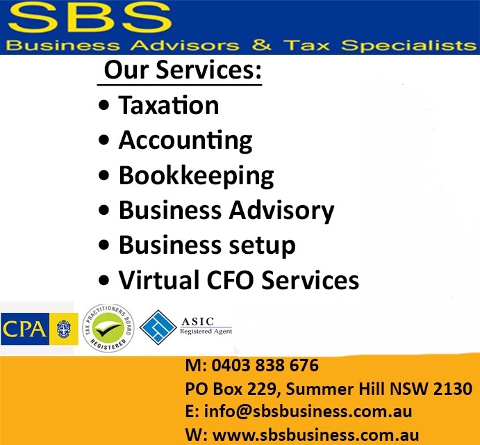 SBS Business Advisors and Tax Specialists | 4/15 Lorne St, Summer Hill NSW 2130, Australia | Phone: 0403 838 676