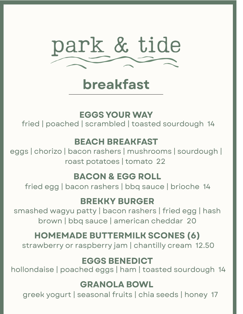 Park and Tide | 2A Station St, Stanwell Park NSW 2508, Australia | Phone: 0431 520 812