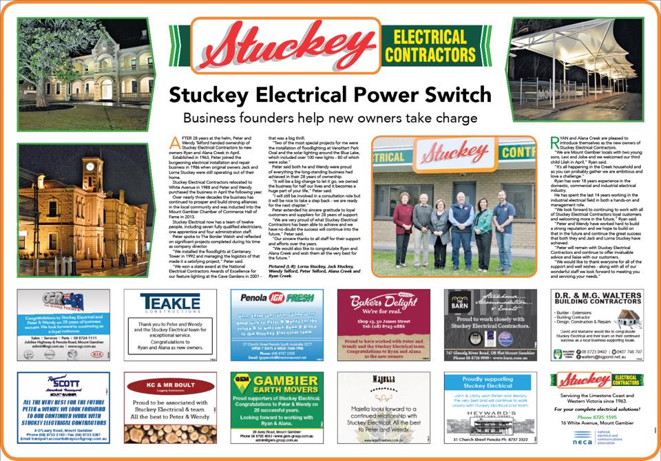 Stuckey Electrical Contractors | 16 White Ave, Mount Gambier SA 5290, Australia | Phone: (08) 8725 1595