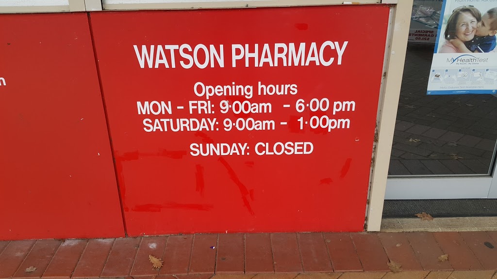 Watson Pharmacy | pharmacy | 1 Watson Pl, Watson ACT 2602, Australia | 0262411506 OR +61 2 6241 1506