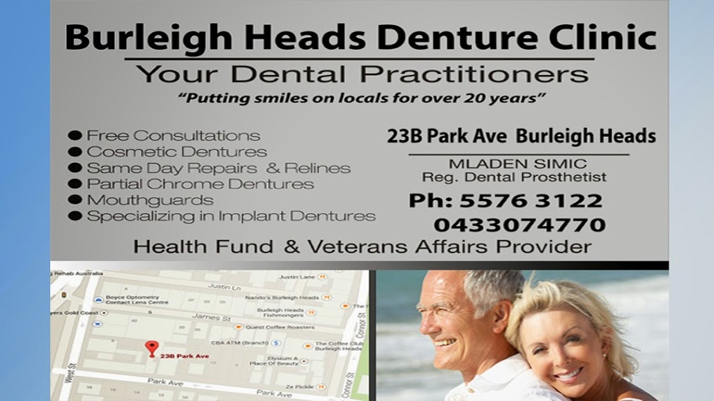Burleigh Heads Denture Clinic Gold Coast | dentist | 23B Park Ave, Burleigh Heads QLD 4220, Australia | 0755763122 OR +61 7 5576 3122