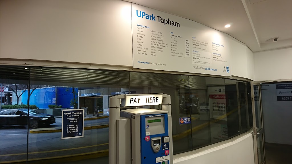 UPark Topham | 52/54 Waymouth St, Adelaide SA 5000, Australia | Phone: (08) 8203 7203