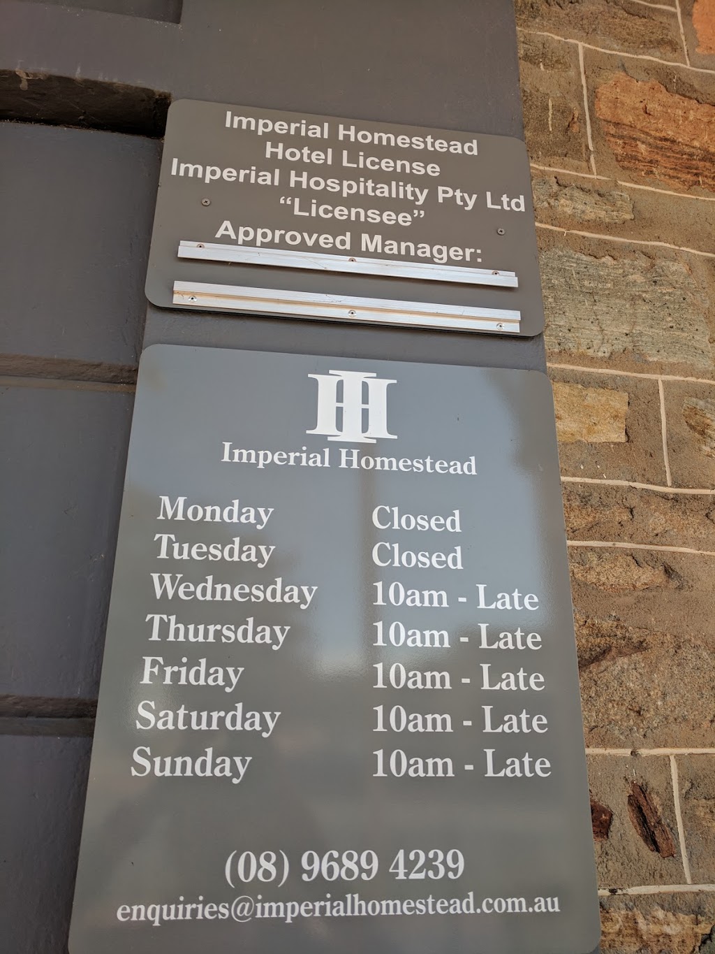 Imperial Homestead | 83 Avon Terrace, York WA 6302, Australia | Phone: (08) 9689 4239