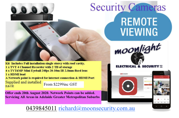 Moonlight Electrical & Security PTY LTD | 4 Gleeson Ct, Wynn Vale SA 5127, Australia | Phone: 0439 845 011