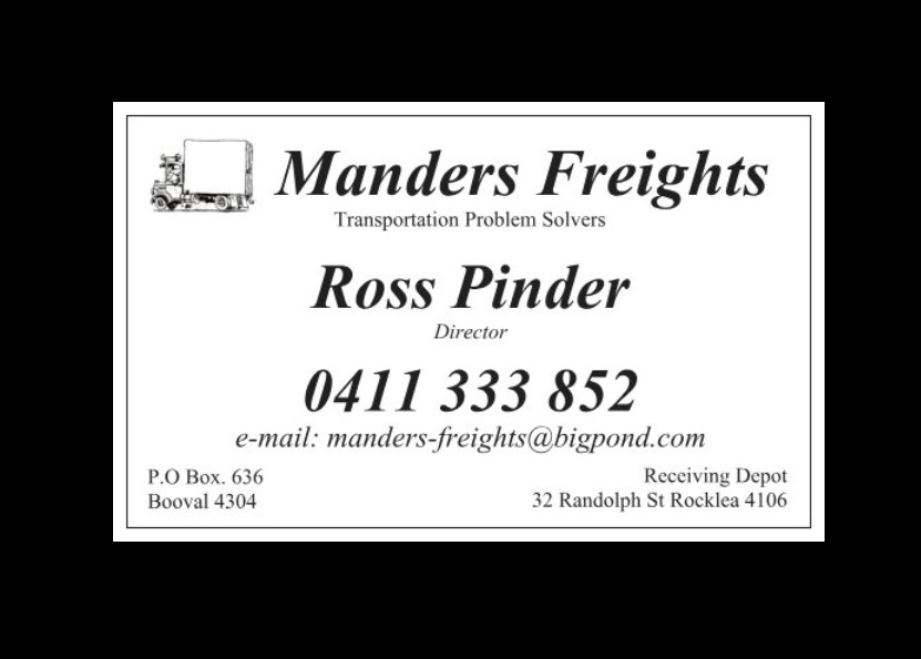 Manders Freights Ipswich | 32 Randolph St, Rocklea QLD 4106, Australia | Phone: 0411 333 852