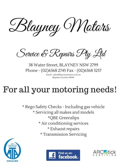 Blayney Motors Service & Repairs Pty Ltd | car repair | 38 Water St, Blayney NSW 2799, Australia | 0263682745 OR +61 2 6368 2745