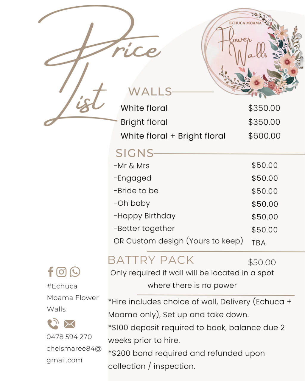 Echuca Moama Flower Walls | Mount Terrick Road, Wharparilla, Echuca VIC 3564, Australia | Phone: 0478 594 270