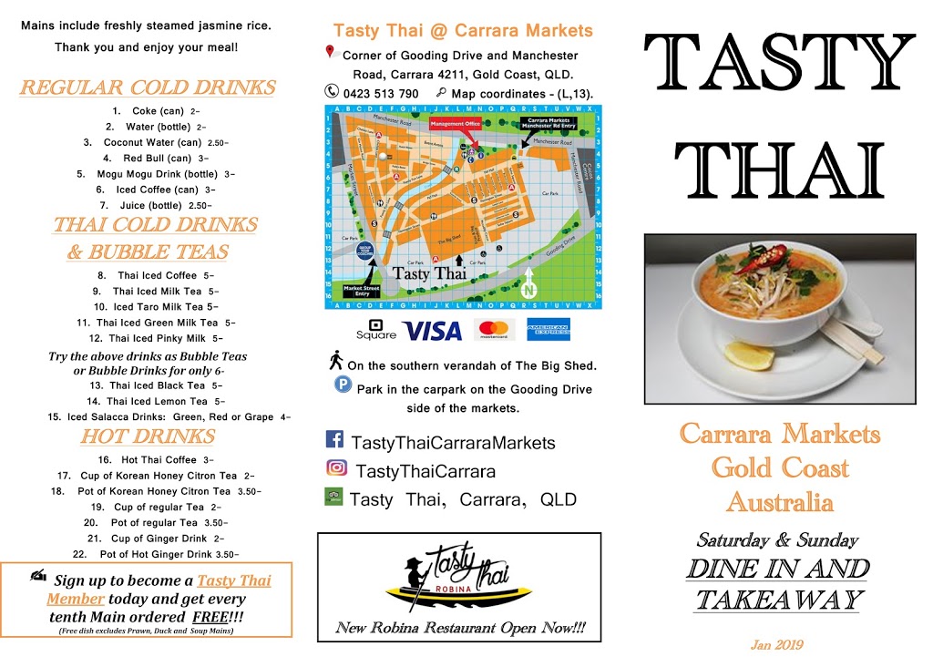 Tasty Thai Carrara Markets | restaurant | Carrara Markets, Corner Manchester Road and, Gooding Dr, Carrara QLD 4211, Australia | 0492950723 OR +61 492 950 723