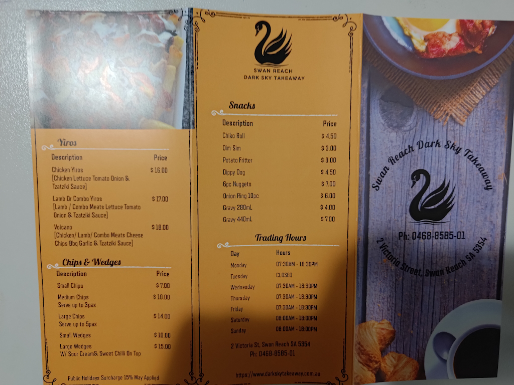 Swan Reach Dark Sky Takeaway | 2 Victoria St, Swan Reach SA 5354, Australia | Phone: 0468 858 501
