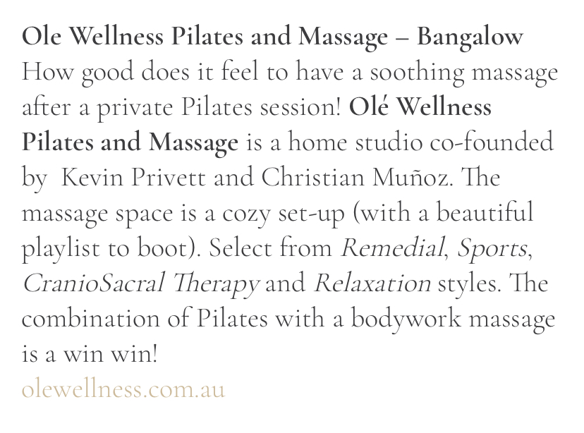 Olé Wellness Pilates & Massage | gym | 37 Rankin Dr, Bangalow NSW 2479, Australia | 0266003684 OR +61 2 6600 3684