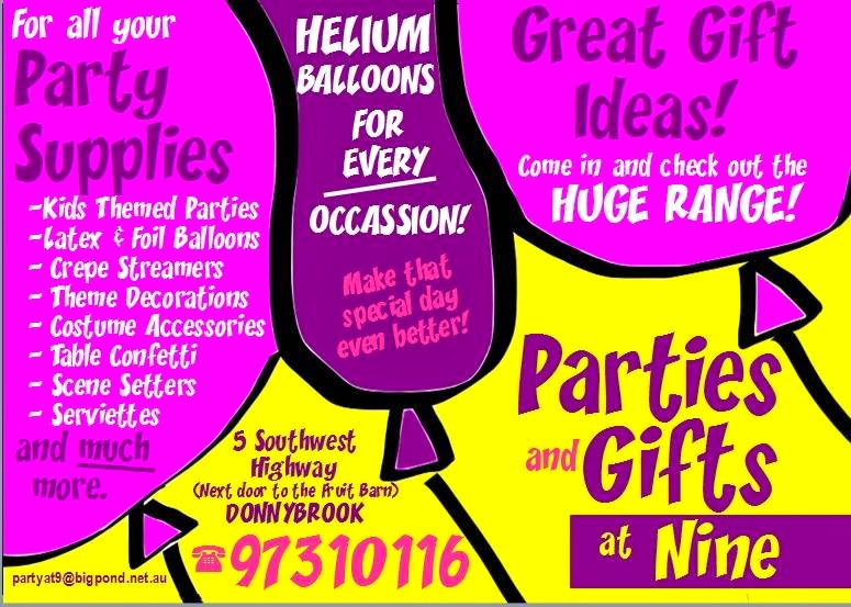 Parties & Gifts | 5 S Western Hwy, Donnybrook WA 6239, Australia | Phone: (08) 9731 0116