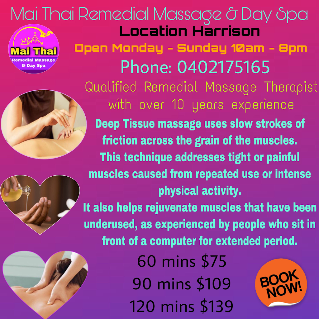 Mai Thai Remedial Massage & Day Spa |  | 95 Moonlight Ave, Harrison ACT 2914, Australia | 0402175165 OR +61 402 175 165