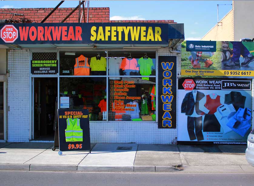 One Stop WorkWear | clothing store | 306A Ballarat Rd, Braybrook VIC 3019, Australia | 0393526617 OR +61 3 9352 6617